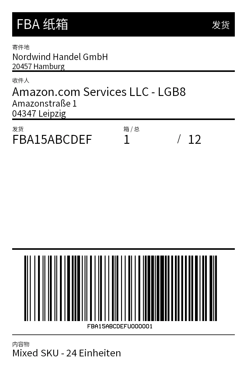 预览：Amazon FBA 装箱标签