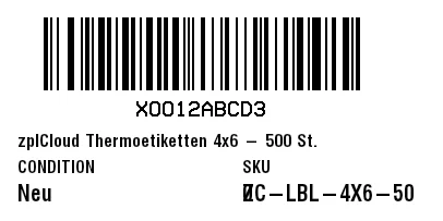Preview of Amazon FNSKU label