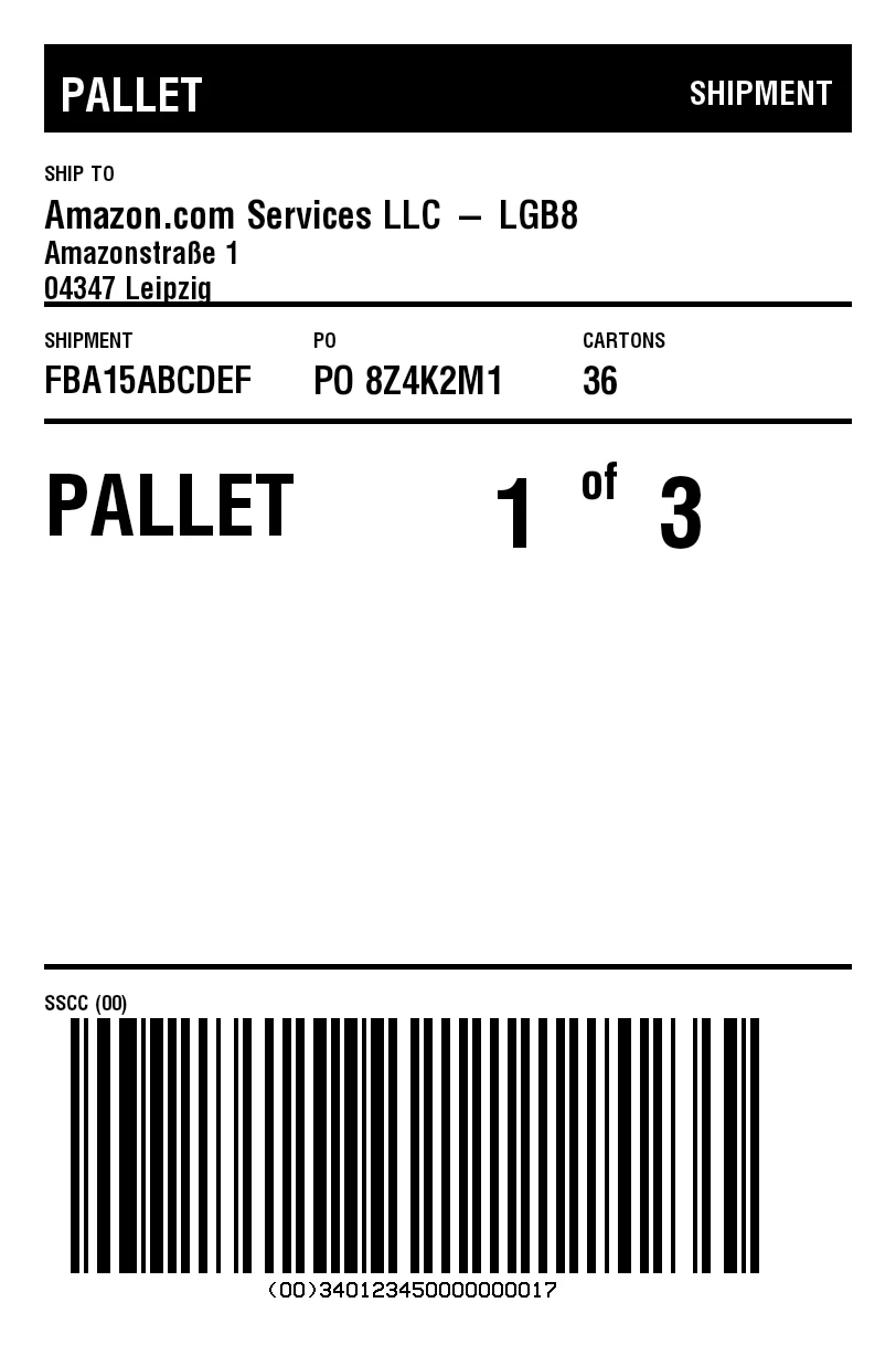 Preview of Amazon pallet label