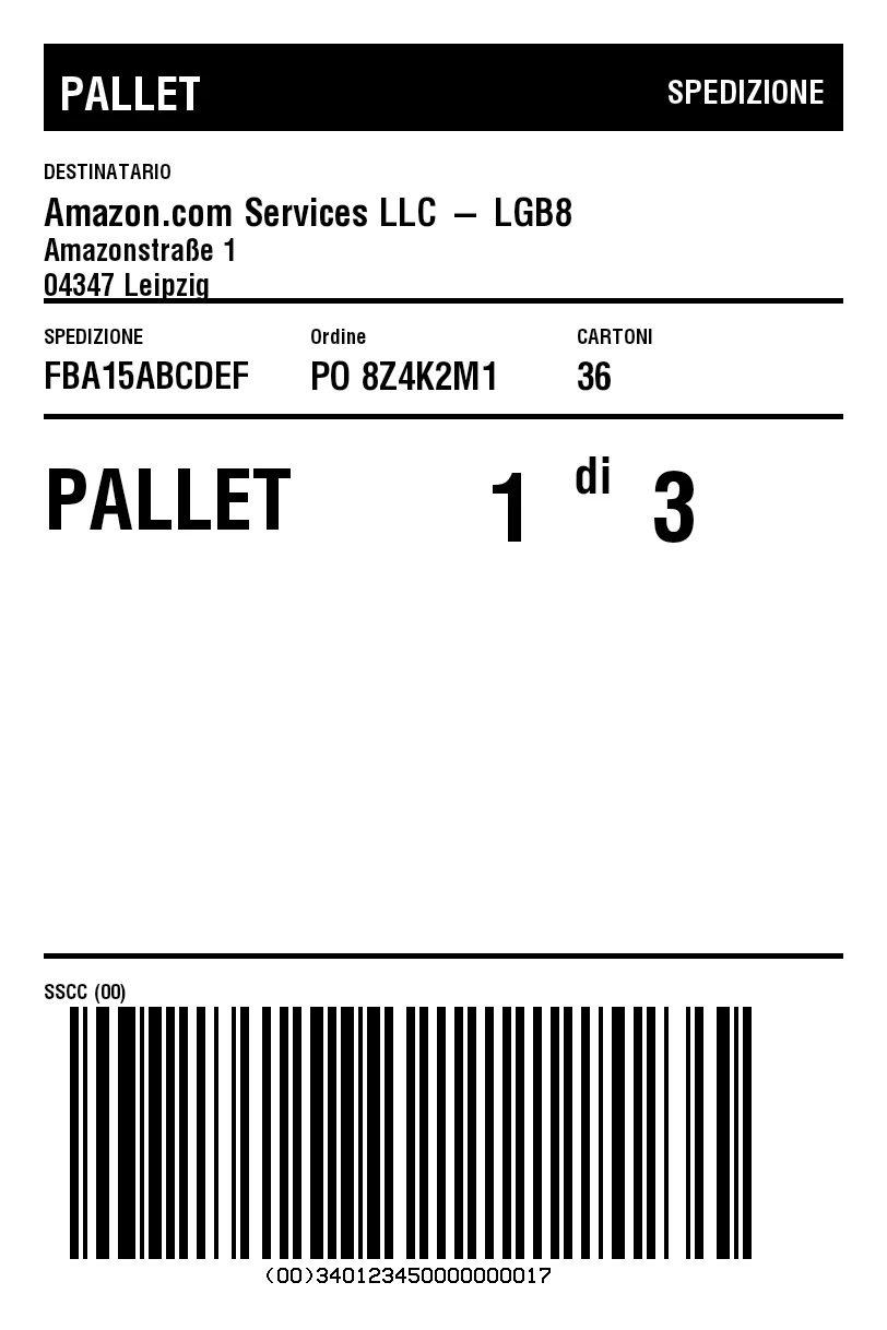 Anteprima di Etichetta pallet Amazon