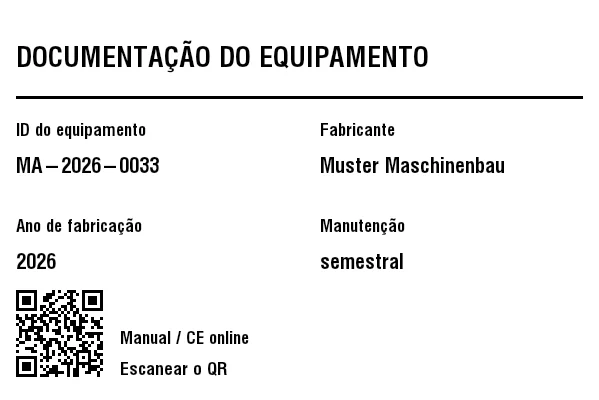 Prévia de Etiqueta de equipamento/documentação com QR