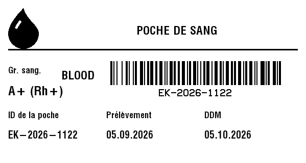 Aperçu de Étiquette de poche de sang
