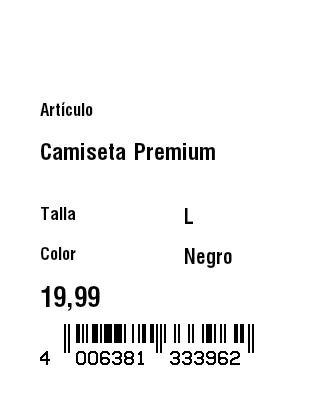 Vista previa de Etiqueta colgante (ropa)