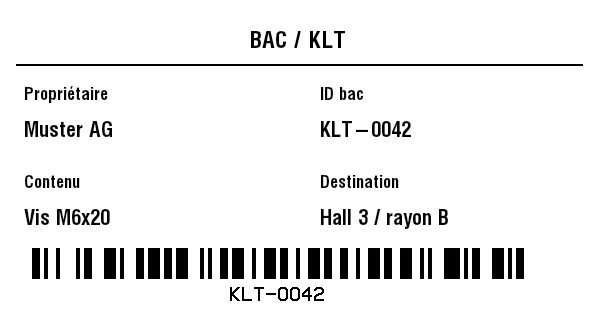 Aperçu de Étiquette bac KLT / contenant réutilisable