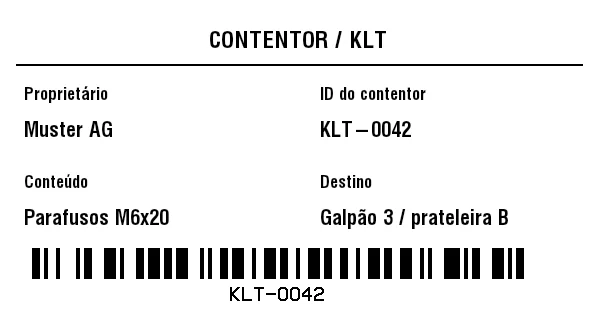 Prévia de Etiqueta de contentor retornável (KLT)