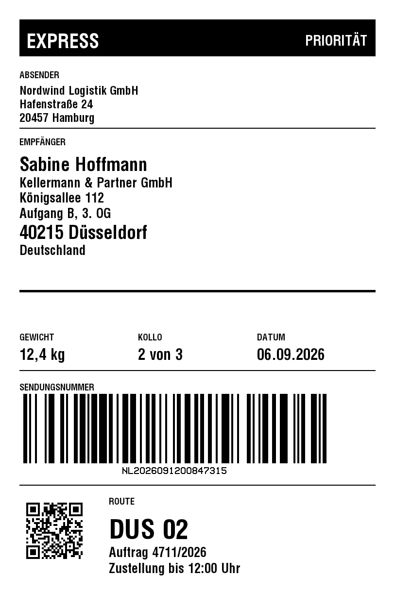 Vorschau von Labelary-Versandetikett