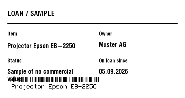 Preview of Loan / Sample Label