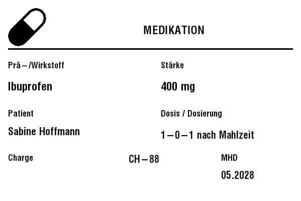Vorschau von Medikations-/Apothekenetikett