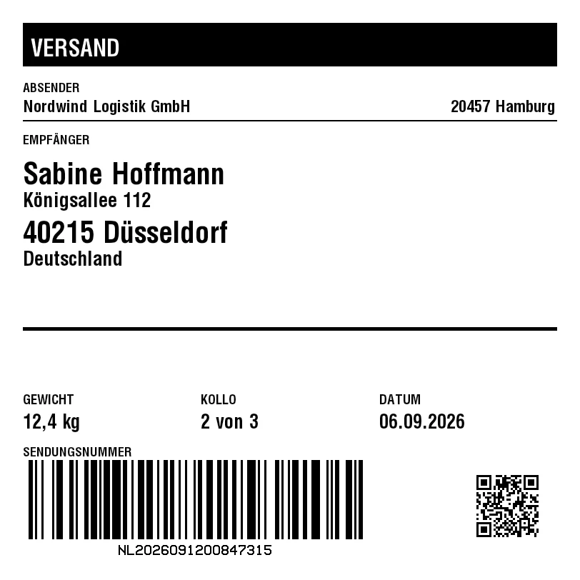 Vorschau von Paketetikett