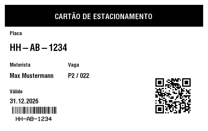 Prévia de Cartão de estacionamento