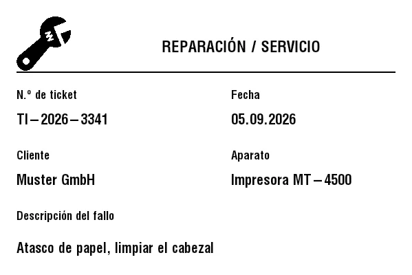 Vista previa de Orden de reparación/servicio