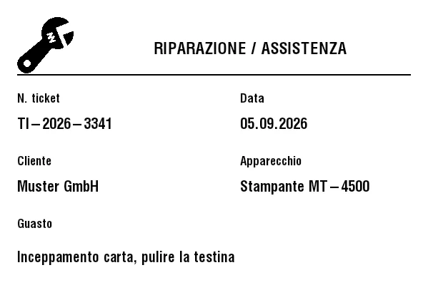 Anteprima di Ordine di riparazione/assistenza