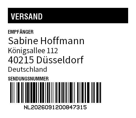 Vorschau von Versandetikett mit eigener Schrift