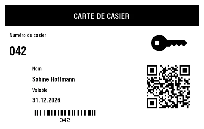 Aperçu de Carte de vestiaire / casier