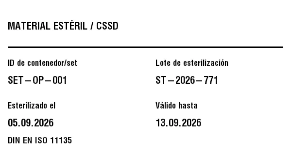 Vista previa de Etiqueta de material estéril/instrumental (CSSD)