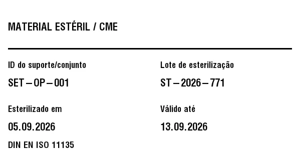 Prévia de Etiqueta de material estéril/instrumentos (CME)