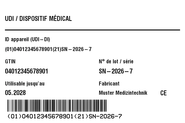 Aperçu de Étiquette UDI / HIBC (dispositif médical)