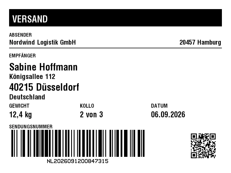Vorschau von Versandetikett