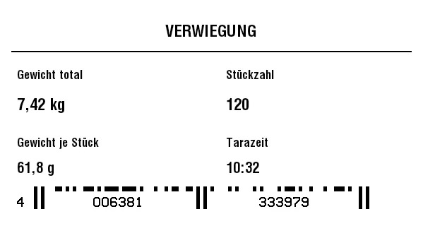 Vorschau von Waagen-/Verwiegungs-Etikett