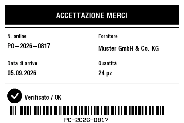 Anteprima di Etichetta di accettazione merci