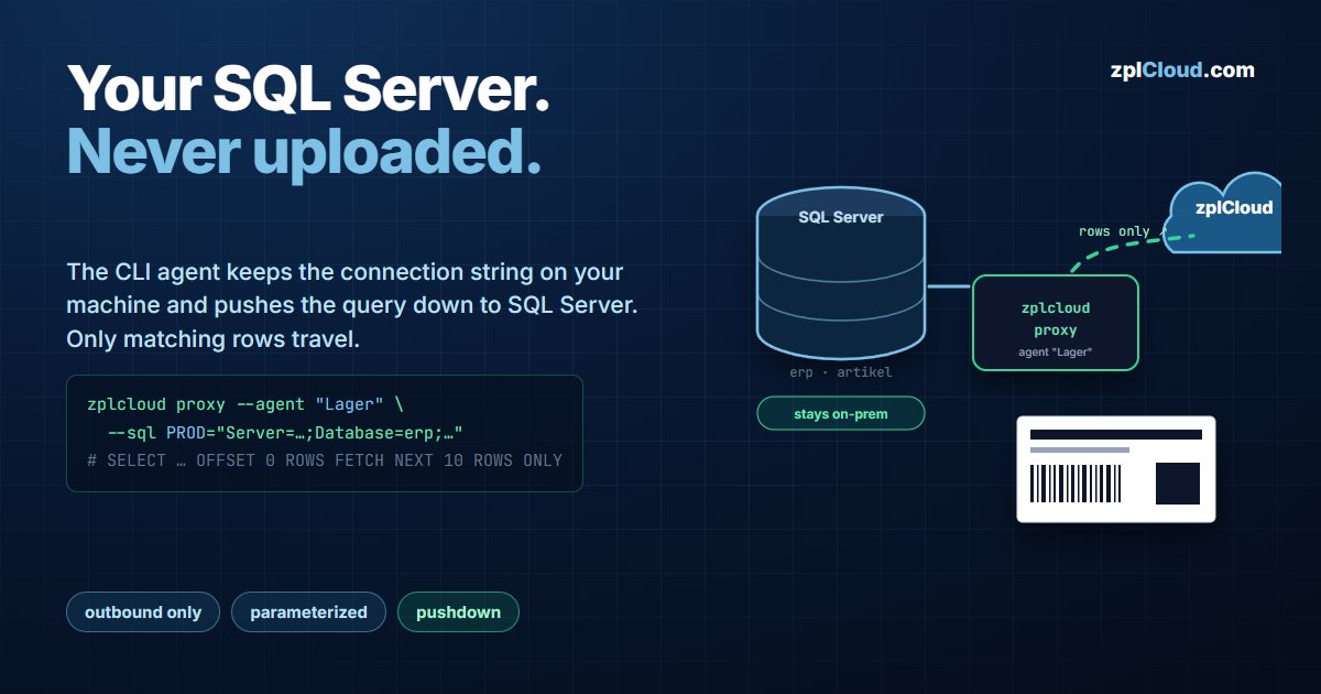 Connect a Local SQL Server as a Label Datasource with the zplCloud CLI